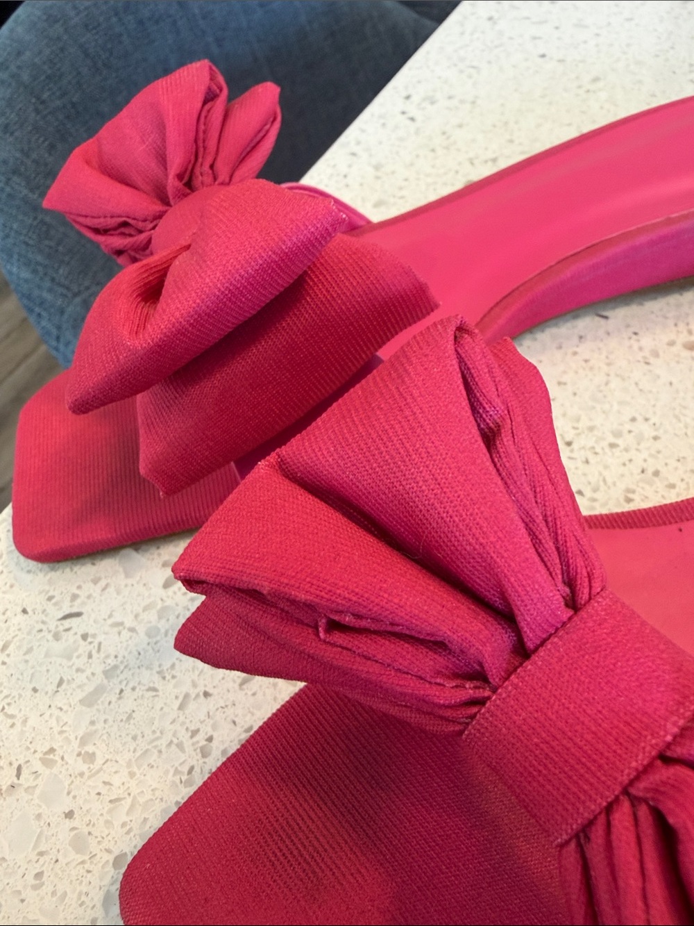 Maeve Hot Pink Bow Slide Sandals